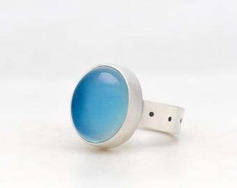 Aquamarine Beryl Blue Gemstone and Sterling Silver Ring, Hand Made In USA