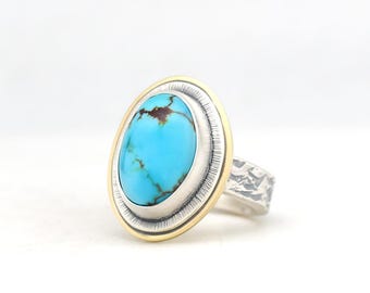 Golden Hills Lavender Turquoise Ring Handmade Silver Ring Made In USA Southwestern Jewelry