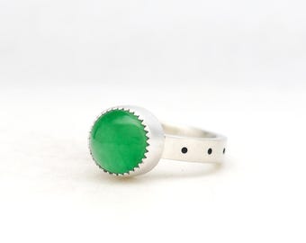 Jade Handmade Sterling Silver Ring, Modern Southwest Style