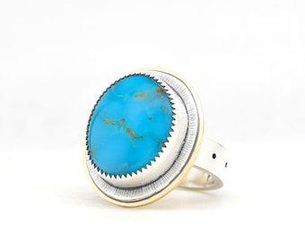 Kingman  Turquoise Ring Handmade Silver Ring Made In USA Southwestern Jewelry