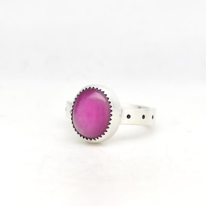 Ruby Ring Handmade In Sterling Silver, Made In USA in Minimalist Modern Southwest Jewelry, Pink Gemstone Jewelry Ring