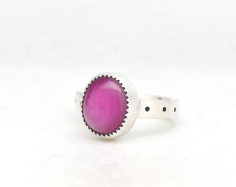 Ruby Ring Handmade In Sterling Silver, Made In USA in Minimalist Modern Southwest Jewelry, Pink Gemstone Jewelry Ring