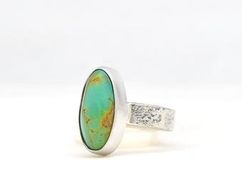 Blackjack Turquoise Handmade Sterling Silver Ring, Polychrome Southwest Jewelry