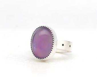 Lavender Quartz Handmade Ring Sterling Silver Made In USA Purple Minimalist Modern Style