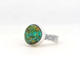 Kingman Red Web Turquoise Ring Handmade Sterling Silver, Made In USA  Minimalist Modern Southwest
