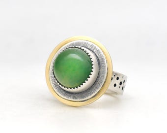 Grossular Garnet Ring Handmade Sterling Silver, Made In USA in Minimalist Modern Southwest Jewelry