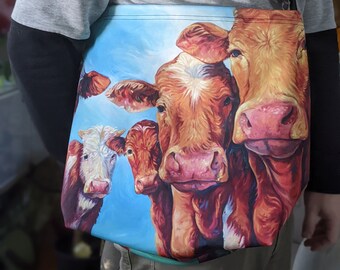 Fantastic Five Cows Cross-body Soft Tote Bag