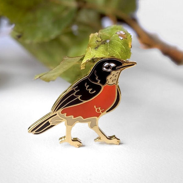 American Robin - harde emaille Pin in goud