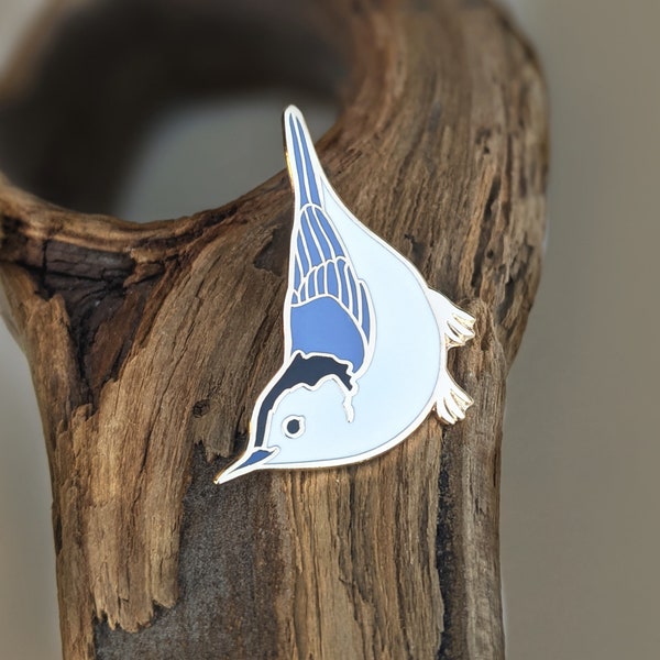 White Breasted Nuthatch hard enamel pin