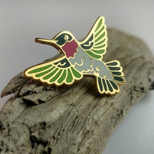 Ruby Throated Hummingbird Hard Enamel Pin