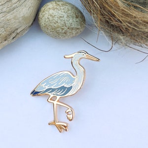 Great Blue Heron hard enamel pin