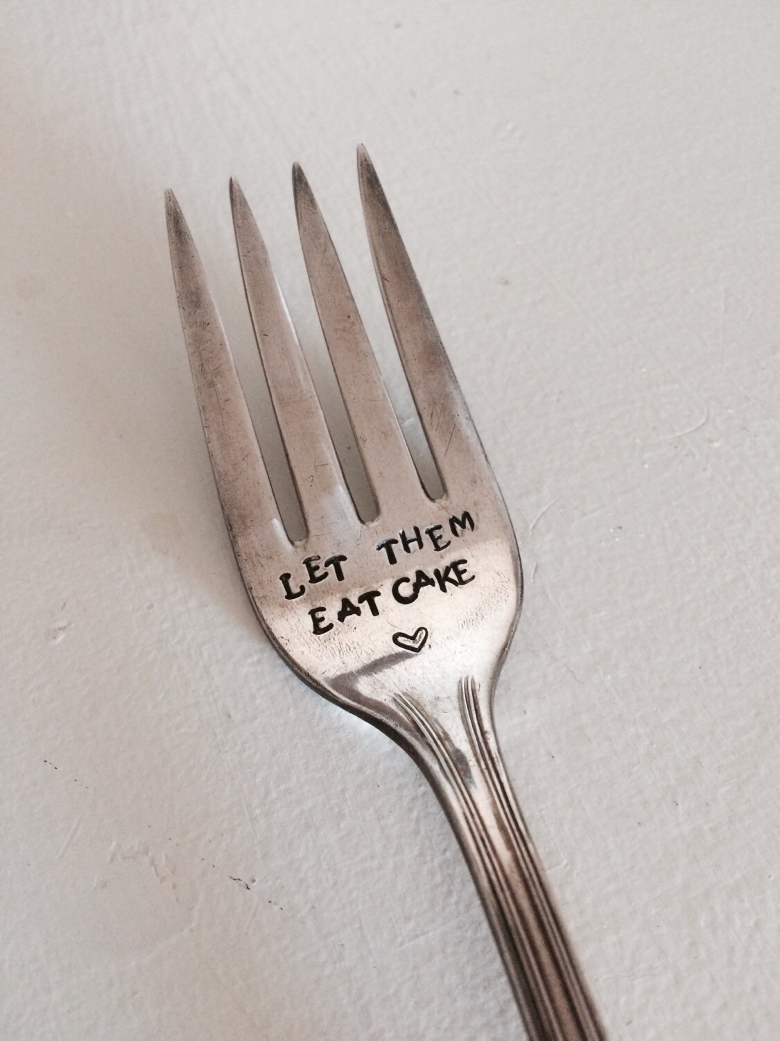 Silverplated Let them eat cake Fork// large Etsy