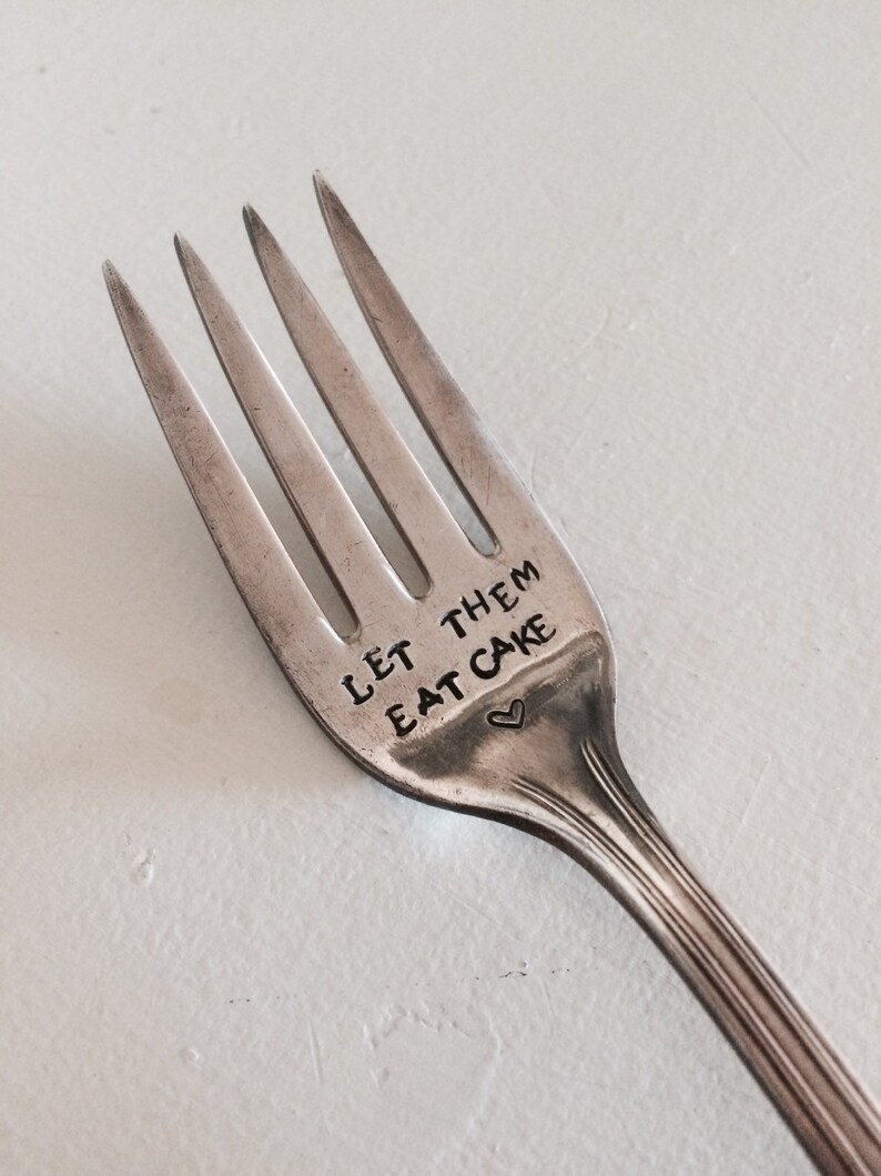 Silverplated Let them eat cake Fork// large Etsy