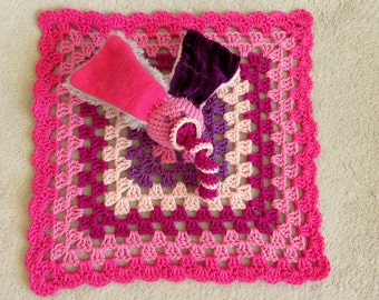 Granny Square baby comfort blanket toy