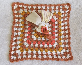 Granny Square baby comfort blanket toy