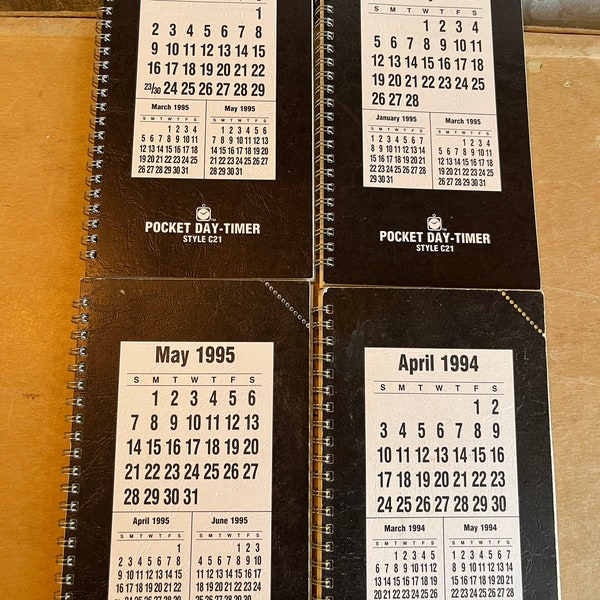 4 Spiral Pocket Daytimers from 1994-'95 | Mostly Empty | Mini Junk Journal Potential | 1990s Calendars