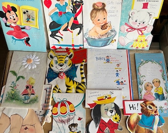 Vintage 1950s Birthday Cards: Mickey Mouse 3D, Buzza-Cardozo, Set of 12