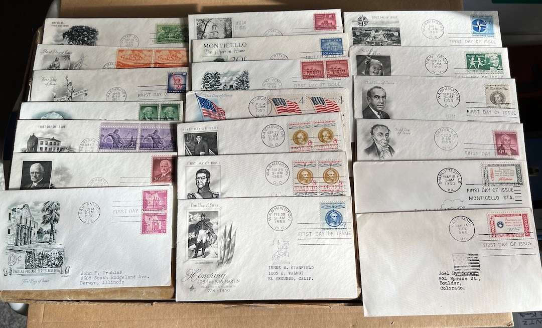 Set of 20 First Day Covers of US Commemorative Stamps Issued Between
