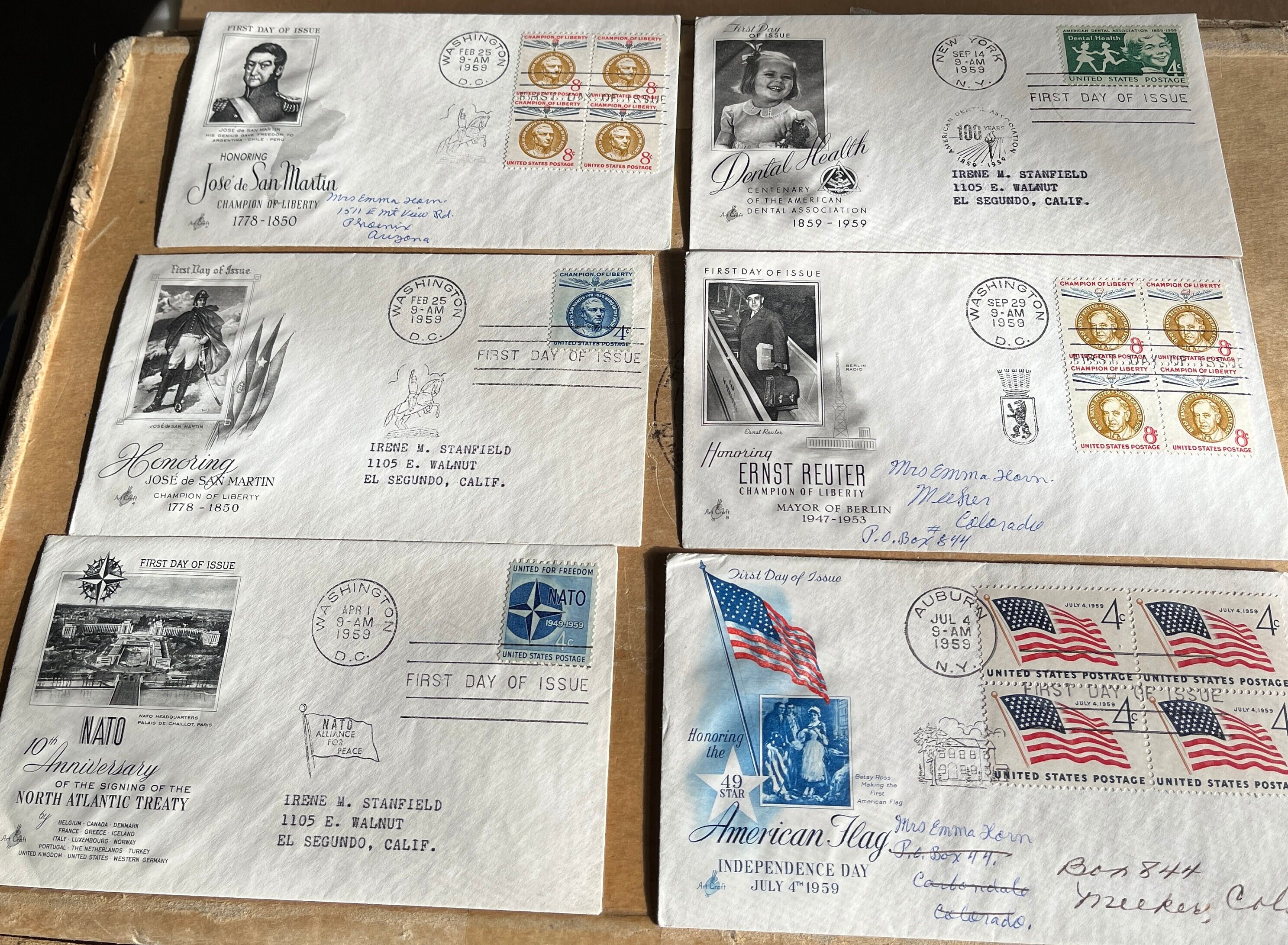 Set of 20 First Day Covers of US Commemorative Stamps Issued Between