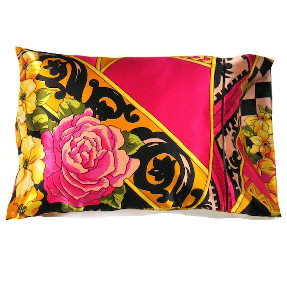 Floral Satin Accent Pillow, Decorative Neck Support Pillow (12x16")