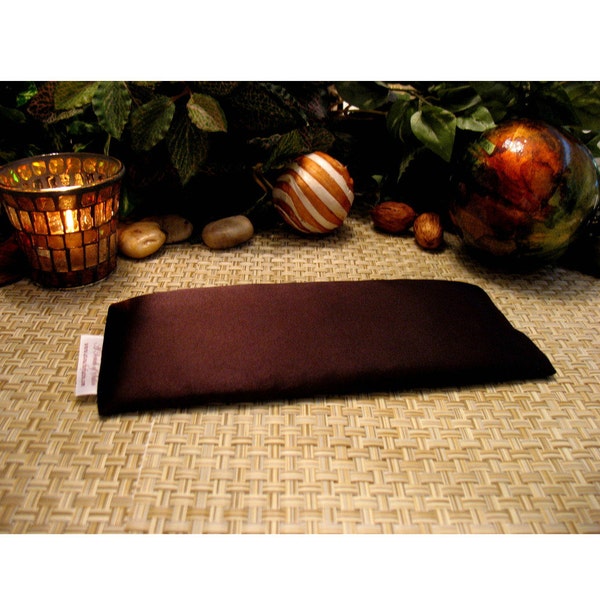 Chocolate Brown Aromatherapy Eye Pillow, Organic Peppermint for Sinus Congestion and Pressure Relief. Gift for a Men with Sinus Issues.