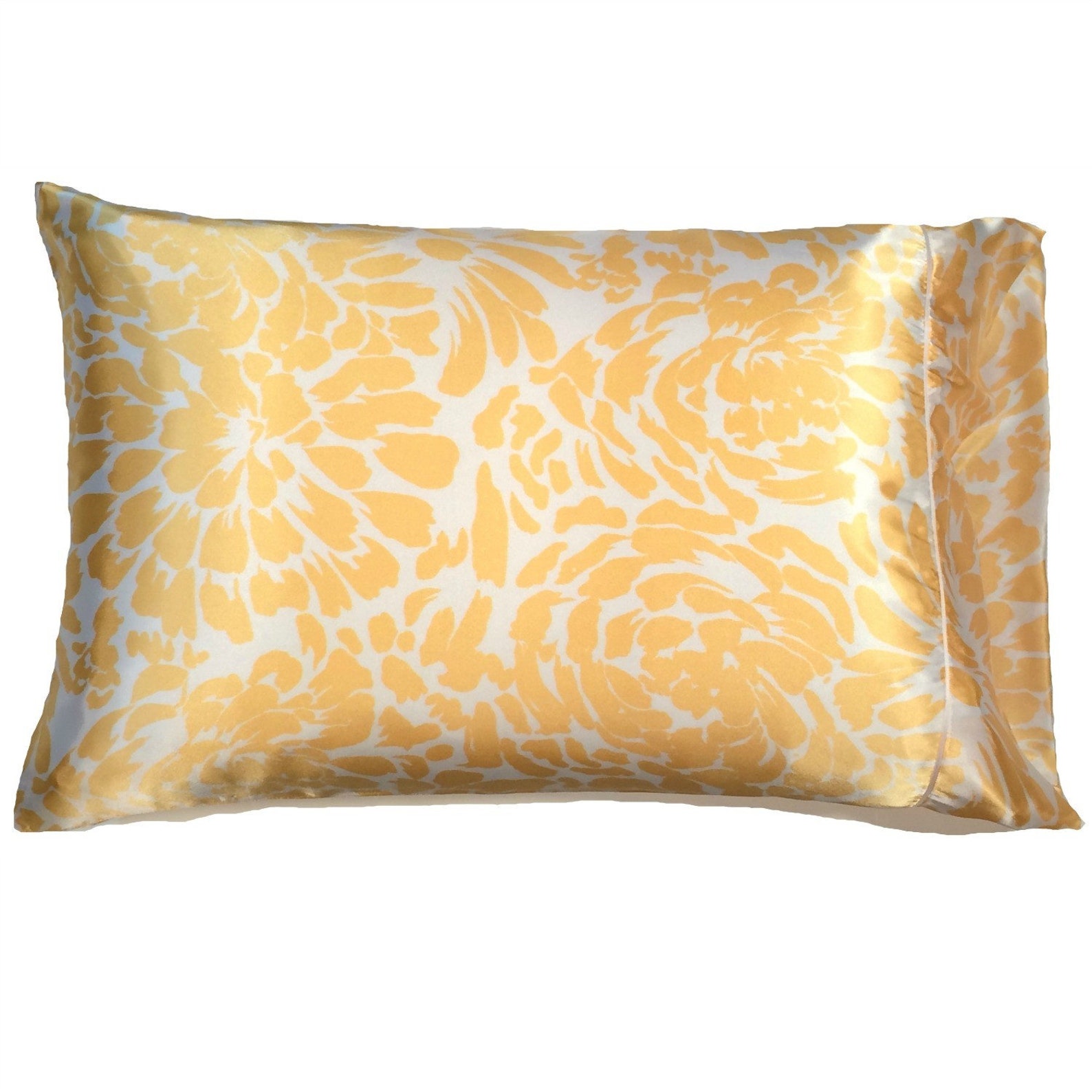 Yellow and White Satin Pillowcase in Standard Size. Our Pillow Etsy