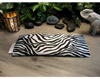 Flax Eye Pillow, Zebra. Unscented or Scented. Sinus Relief. Natural Sleep Aid. Stress Relief. Gift Box Included.