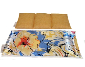 Floral Satin Therapy Wrap, Organic Flaxseed Hot Cold Pack (Made in USA)