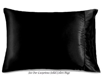 Black Charmeuse Satin Travel Pillowcase, Hypoallergenic Accent Pillow (12x16)