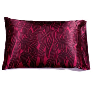 Pink and Dark Brown Contemporary Satin Pillowcase Queen. Perfect Gift for Someone Battling Cancer and Chemotherapy. Washable.