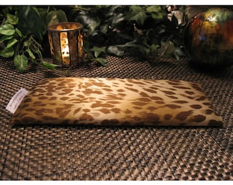 Silky Organic Lavender Scented Flax Eye Pillow. Yoga Eye Mask. Benefits of Our Eye Bag Are Headache and Anxiety Relief. Cheetah.