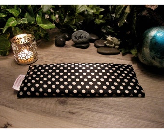 Black and White Polka Dot Eye Pillow. Relaxation Pillow. Meditation Eye Cover. Sleep Aid. Organic.