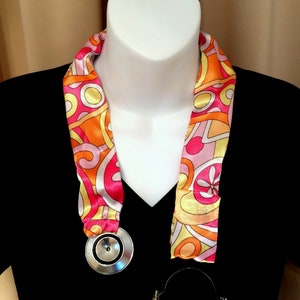 Stethoscope Sleeve Nurse Graduation Gift. RN, RT, EMS Gift. Stethoscope Cover. Completely Washable. Luxurious Satin Orange, Pink, Yellow