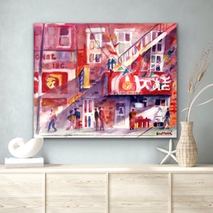 Chinatown, New York, Chinatown Painting, Chinatown Art, NYC Chinatown, Urban Wall Decor, City Wall Decor, Chinatown Street Painting, NYC Art