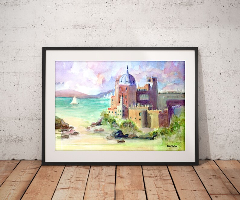 Download Castle On The Danube Wall Decor Fairy Tale Print Whimsical Art Watercolor Surreal Scene Combination Art Collectibles Advancedrealty Com
