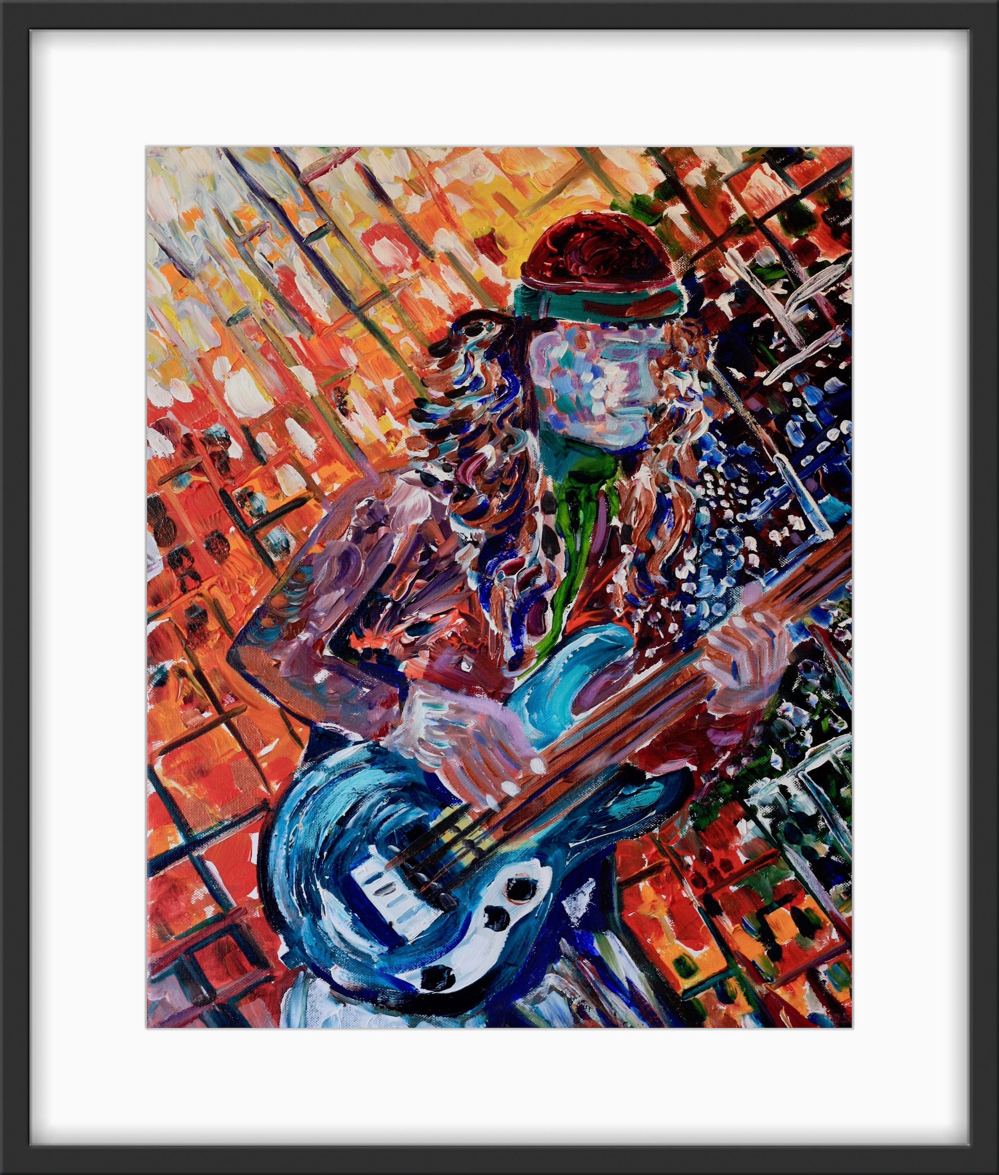 Jaco Pastorius Art Print: Original Acrylic Painting, Bass Player