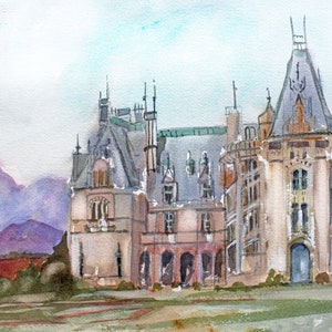 Biltmore Estate Original Watercolor Painting & Fine Art Prints, Asheville Art, Biltmore Mansion Prints, Home Art Decor, Collectible Art