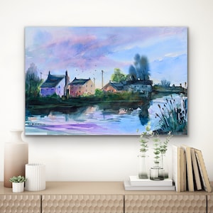 English Countryside Original Painting & Fine Art Reproductions, British Landscape Painting, Contemporary Watercolor, English Village Prints