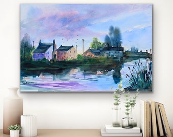 English Village Fine Art Prints: British Landscape Painting, UK Watercolor Prints