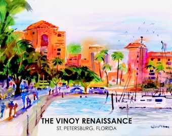 The Vinoy Hotel Prints from Original Painting, St. Pete Art, Tampa Bay Art, Vinoy Hotel Watercolor, Florida Wall Decor, Tropical Wall Decor