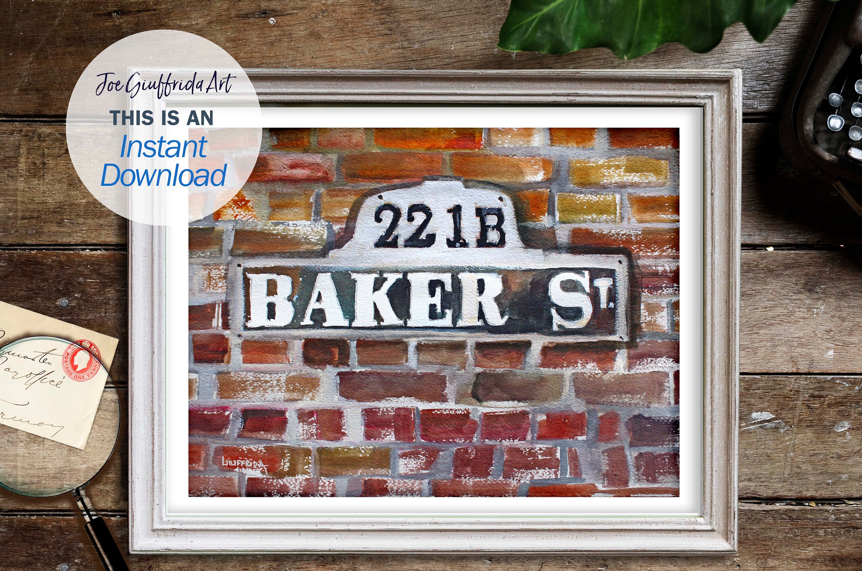 221B Baker Street House Street Address Engraved Wood Sign 