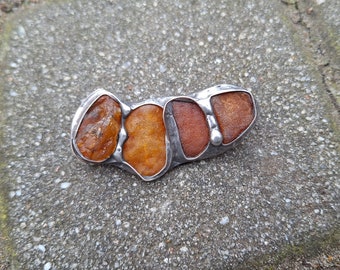 Amber brooch, gift for mother, gift for her, tiffany technique, raw amber brooch