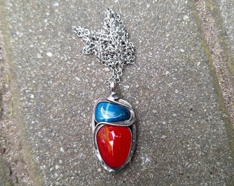 Agate pendant, blue pendant, handmade pendant, gift for her, agate, red pendant