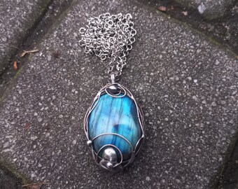 Labradorite pendant, blue pendant, gift for her, labradorite