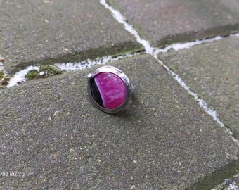 Agate ring, handmade ring, tiffany technique, gift for her, gift for mother, mother's day, ring with agate, black pink ring
