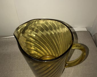 70s Hazel Atlas Amber Optic Swirl Pitcher