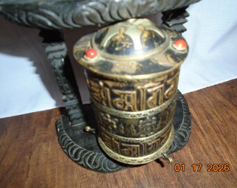 Vtg Handcrafted Tibetan Buddhist Prayer Wheel