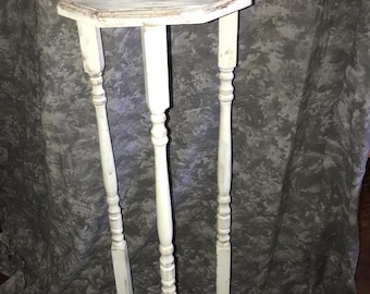 Vtg White-Washed Wood Plant or Display Stand 40" high