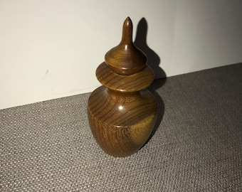 Mid-Century Handcrafted Myrtlewood Perfume Bottle with Vile & Scent