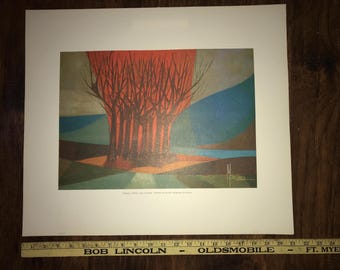 70s Marlez Abstract Forest Lithograph